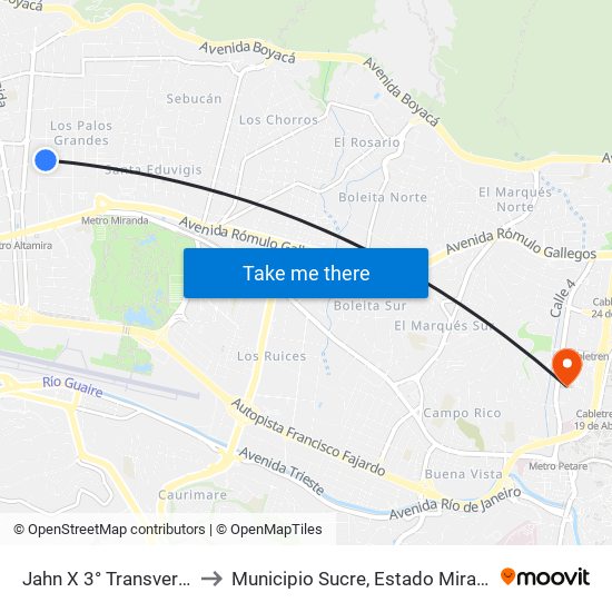 Jahn X 3° Transversal to Municipio Sucre, Estado Miranda map