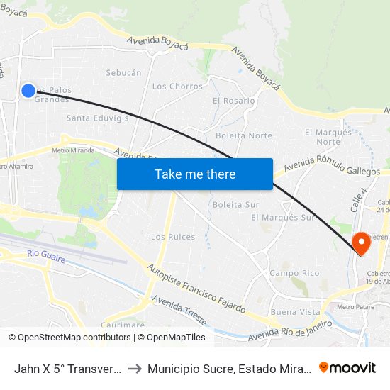 Jahn X 5° Transversal to Municipio Sucre, Estado Miranda map