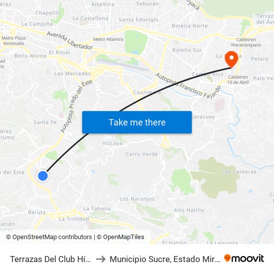 Terrazas Del Club Hípico to Municipio Sucre, Estado Miranda map