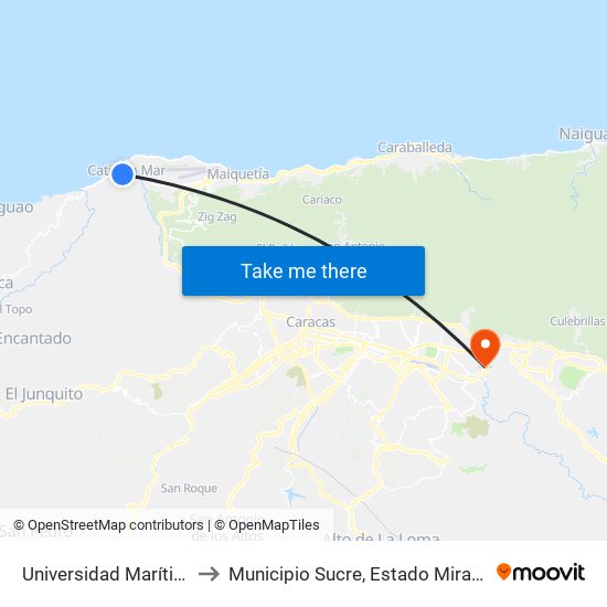 Universidad Marítima to Municipio Sucre, Estado Miranda map