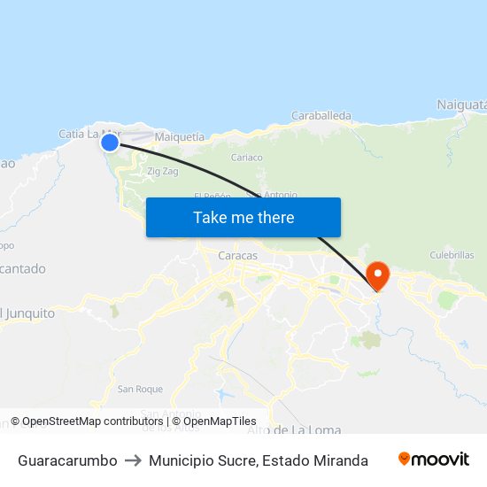Guaracarumbo to Municipio Sucre, Estado Miranda map
