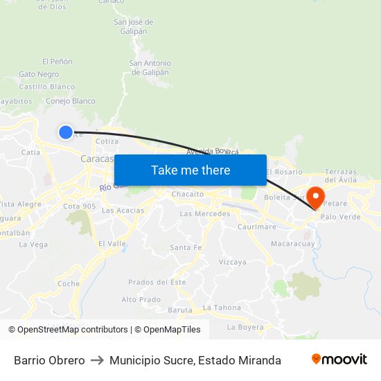 Barrio Obrero to Municipio Sucre, Estado Miranda map