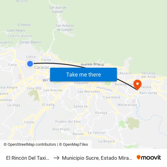 El Rincón Del Taxista to Municipio Sucre, Estado Miranda map