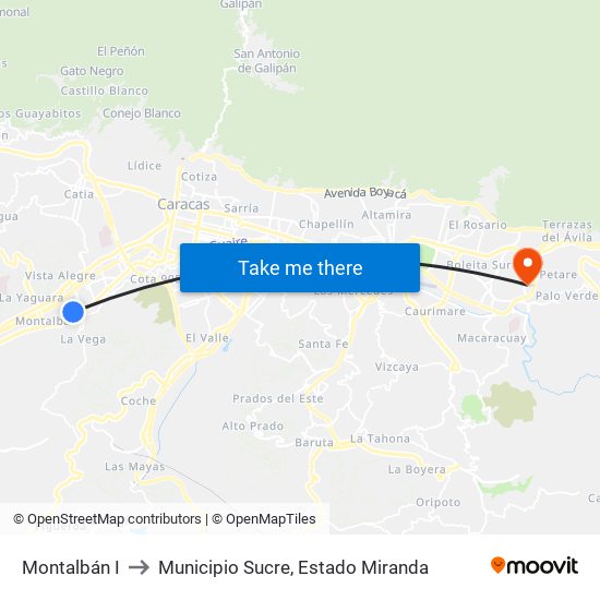 Montalbán I to Municipio Sucre, Estado Miranda map
