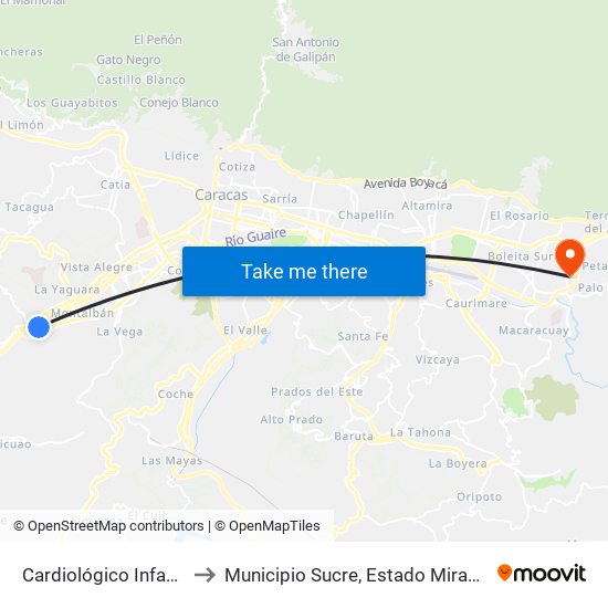 Cardiológico Infantil to Municipio Sucre, Estado Miranda map