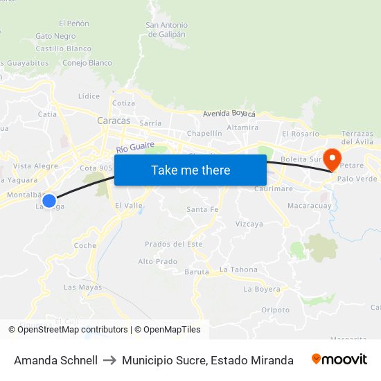 Amanda Schnell to Municipio Sucre, Estado Miranda map