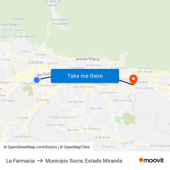 La Farmacia to Municipio Sucre, Estado Miranda map