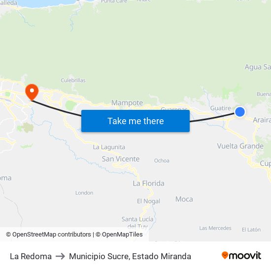 La Redoma to Municipio Sucre, Estado Miranda map