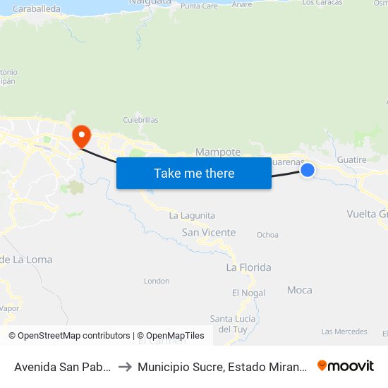 Avenida San Pablo to Municipio Sucre, Estado Miranda map