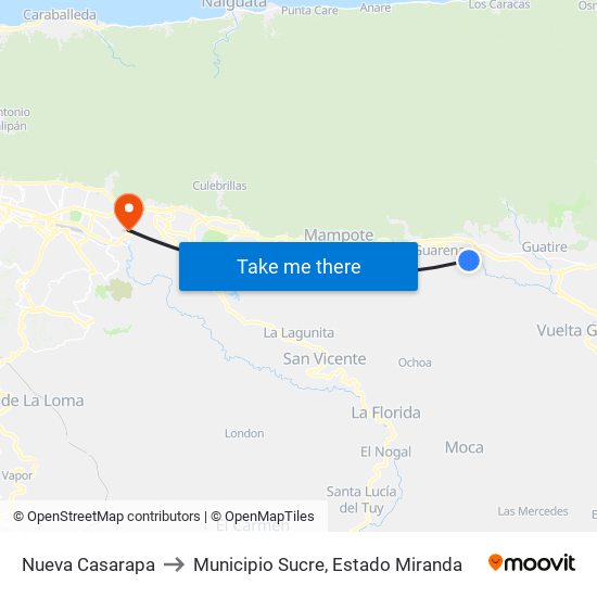 Nueva Casarapa to Municipio Sucre, Estado Miranda map
