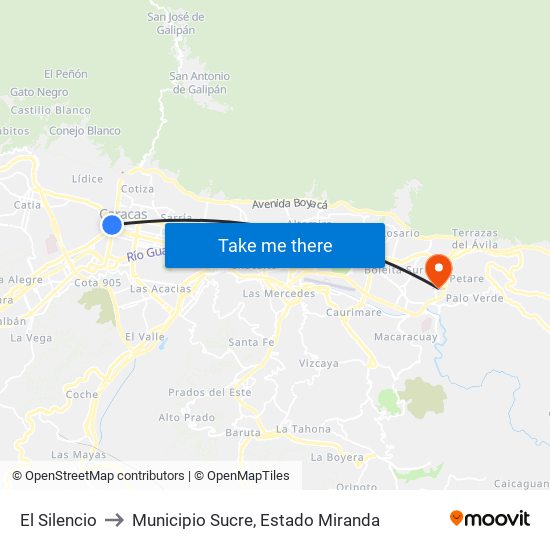 El Silencio to Municipio Sucre, Estado Miranda map