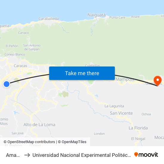 Amanda Schnell to Universidad Nacional Experimental Politécnica "Antonio José de Sucre" (UNEXPO) - Sede Guarenas map