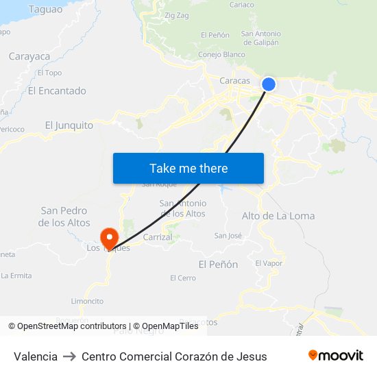 Valencia to Centro Comercial Corazón de Jesus map