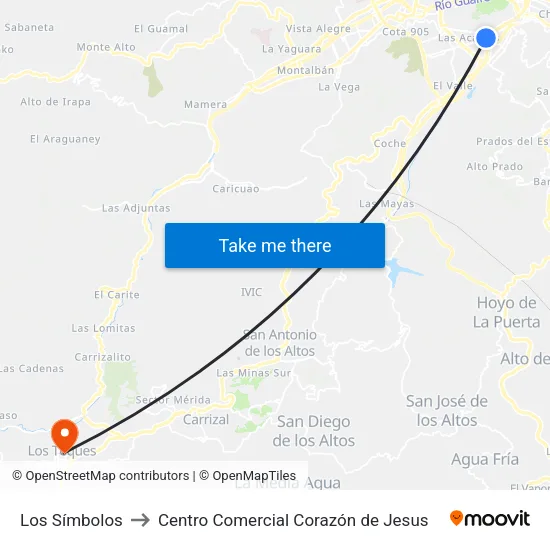 Los Símbolos to Centro Comercial Corazón de Jesus map