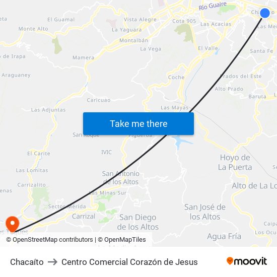 Chacaíto to Centro Comercial Corazón de Jesus map