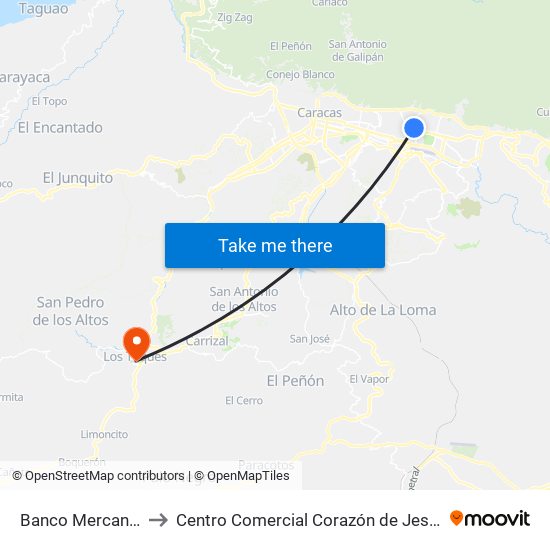 Banco Mercantil to Centro Comercial Corazón de Jesus map