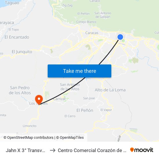 Jahn X 3° Transversal to Centro Comercial Corazón de Jesus map