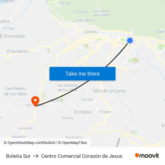 Boleita Sur to Centro Comercial Corazón de Jesus map