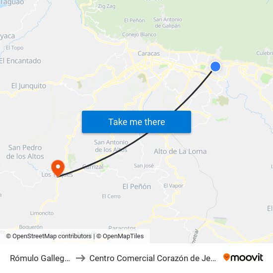 Rómulo Gallegos to Centro Comercial Corazón de Jesus map