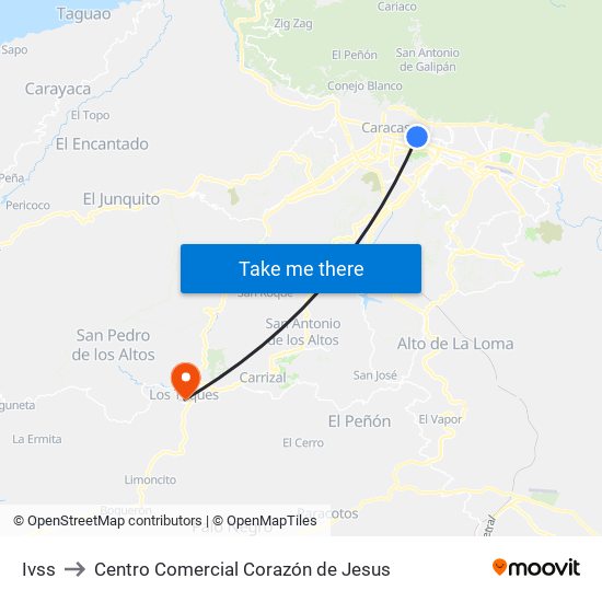 Ivss to Centro Comercial Corazón de Jesus map