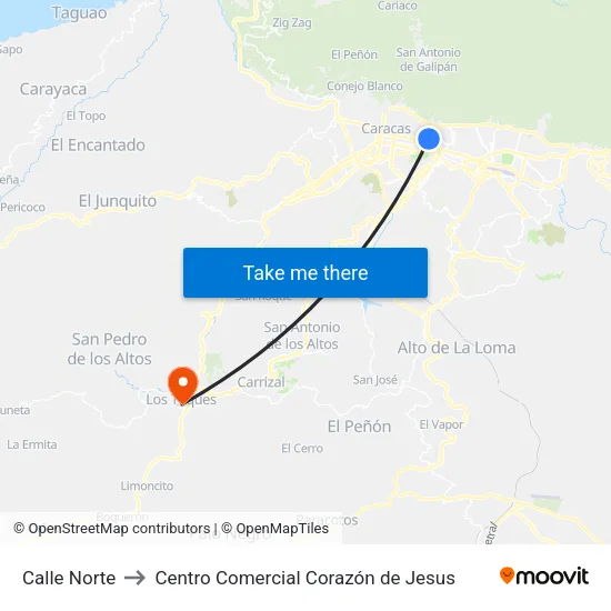 Calle Norte to Centro Comercial Corazón de Jesus map