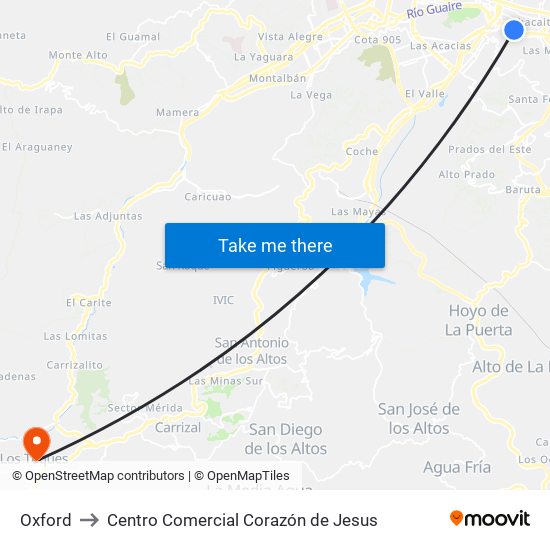 Oxford to Centro Comercial Corazón de Jesus map