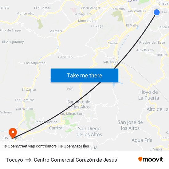Tocuyo to Centro Comercial Corazón de Jesus map