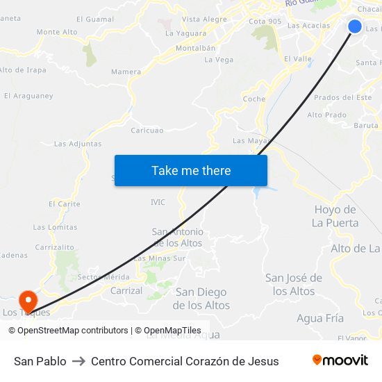 San Pablo to Centro Comercial Corazón de Jesus map