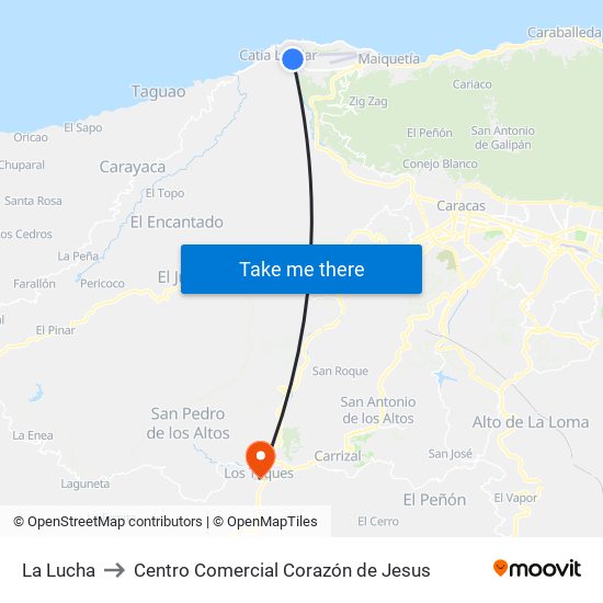La Lucha to Centro Comercial Corazón de Jesus map