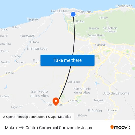 Makro to Centro Comercial Corazón de Jesus map