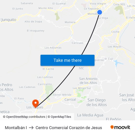 Montalbán I to Centro Comercial Corazón de Jesus map