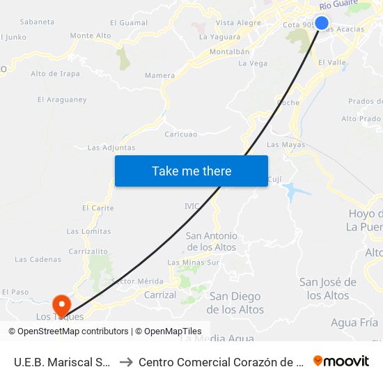 U.E.B. Mariscal Sucre to Centro Comercial Corazón de Jesus map