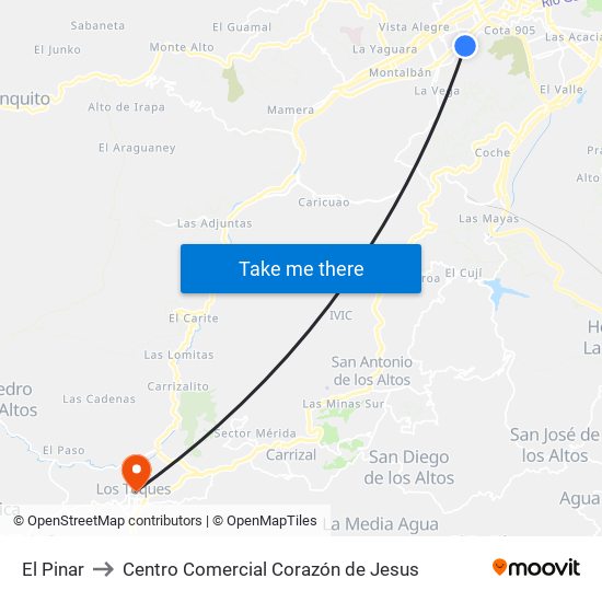 El Pinar to Centro Comercial Corazón de Jesus map