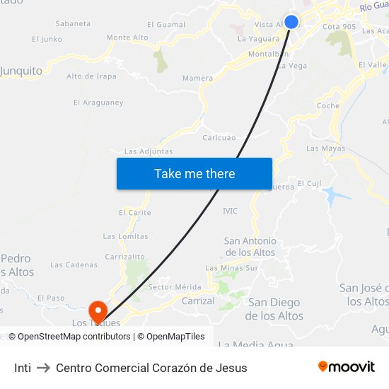 Inti to Centro Comercial Corazón de Jesus map