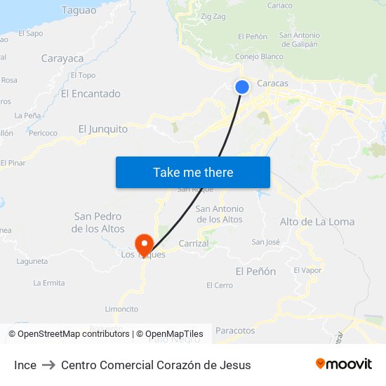 Ince to Centro Comercial Corazón de Jesus map