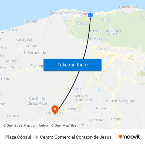 Plaza Cónsul to Centro Comercial Corazón de Jesus map
