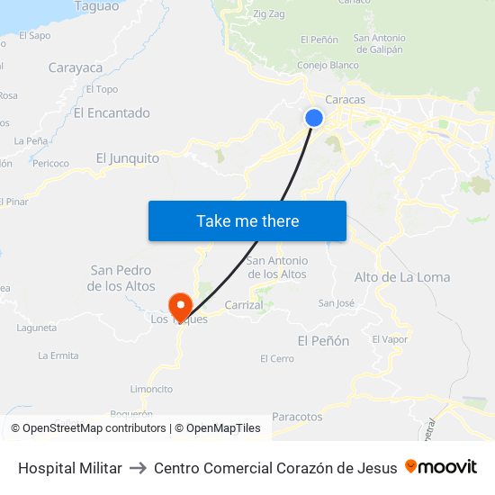 Hospital Militar to Centro Comercial Corazón de Jesus map
