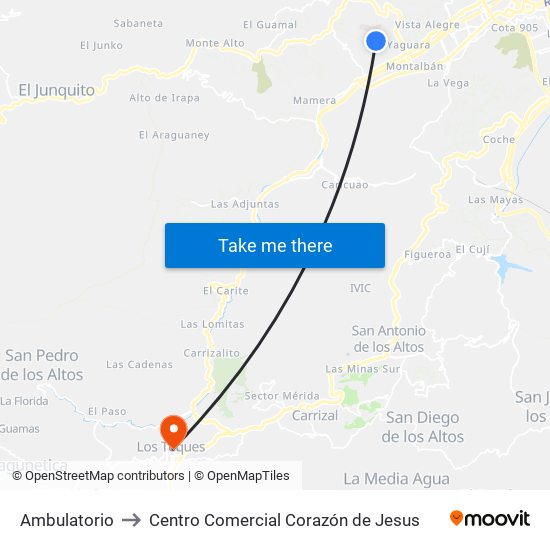 Ambulatorio to Centro Comercial Corazón de Jesus map