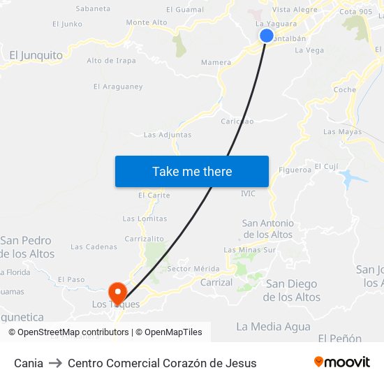 Cania to Centro Comercial Corazón de Jesus map