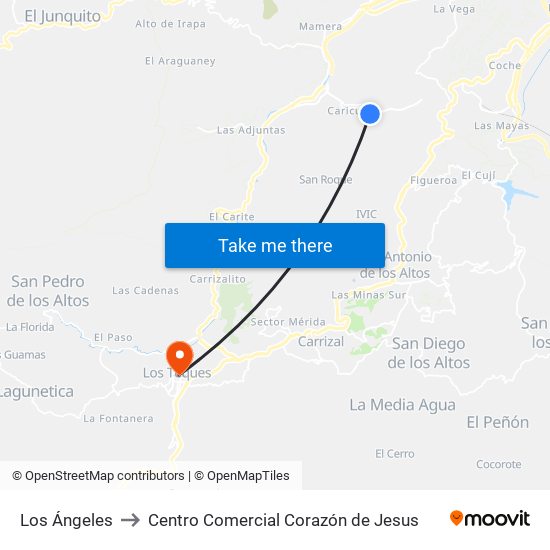 Los Ángeles to Centro Comercial Corazón de Jesus map