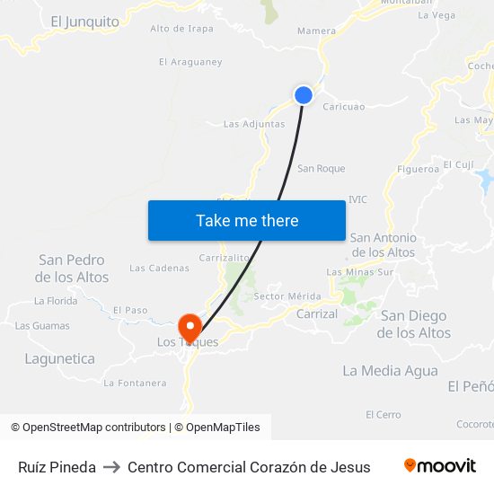 Ruíz Pineda to Centro Comercial Corazón de Jesus map
