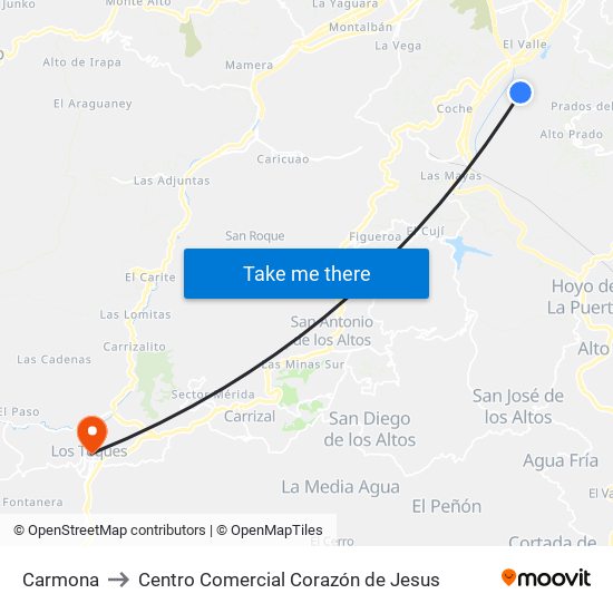Carmona to Centro Comercial Corazón de Jesus map