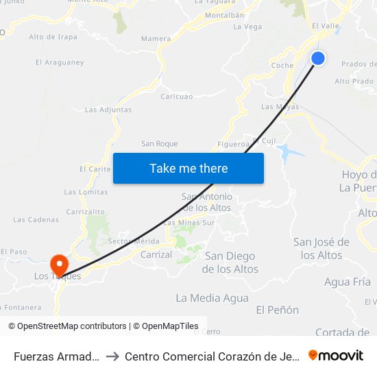 Fuerzas Armadas to Centro Comercial Corazón de Jesus map