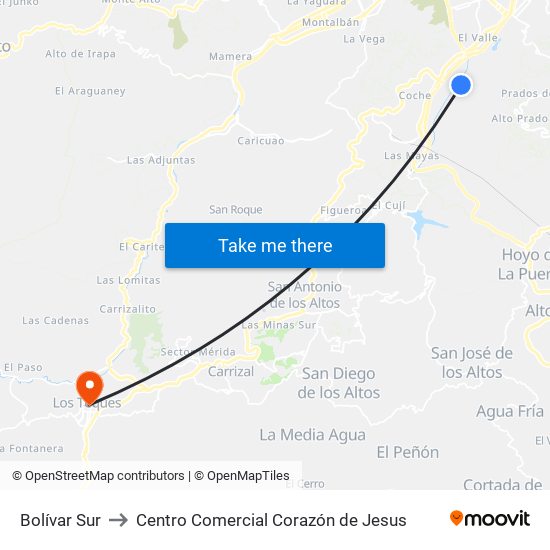 Bolívar Sur to Centro Comercial Corazón de Jesus map