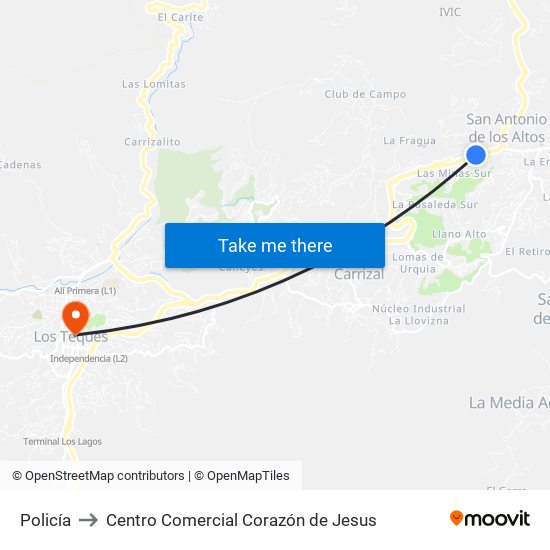 Policía to Centro Comercial Corazón de Jesus map