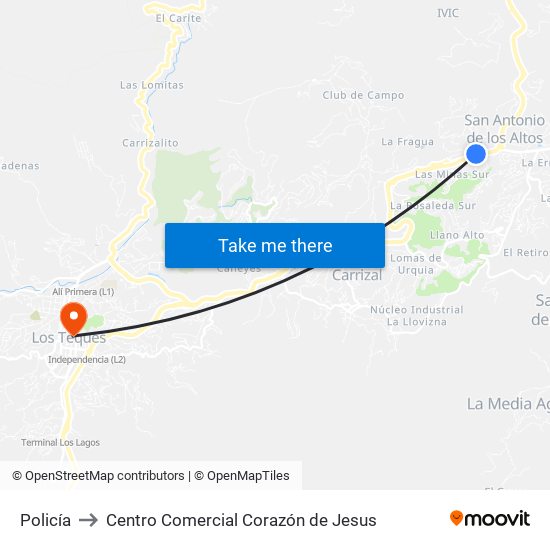 Policía to Centro Comercial Corazón de Jesus map