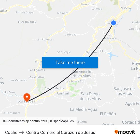 Coche to Centro Comercial Corazón de Jesus map