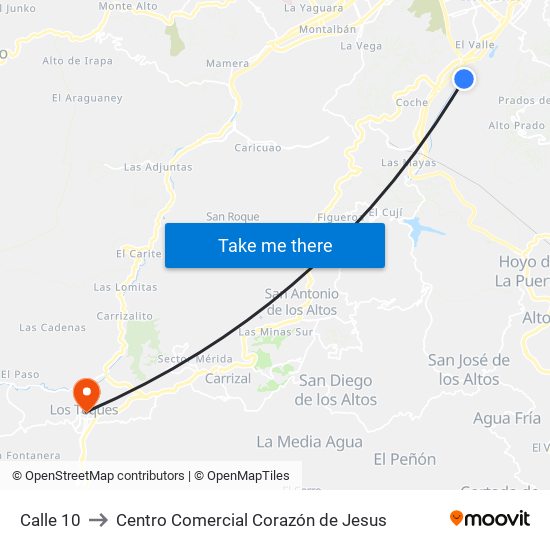 Calle 10 to Centro Comercial Corazón de Jesus map