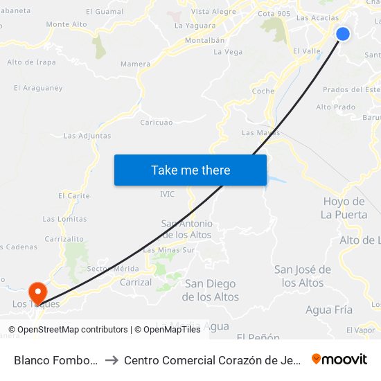 Blanco Fombona to Centro Comercial Corazón de Jesus map