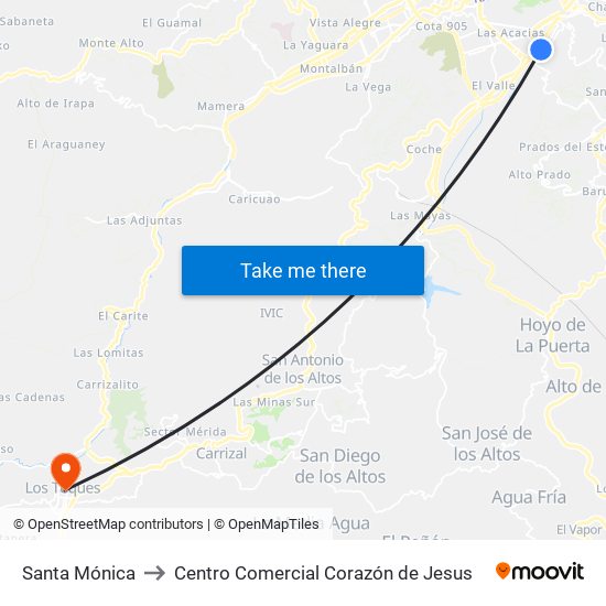 Santa Mónica to Centro Comercial Corazón de Jesus map